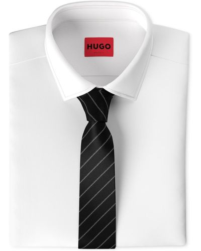 BOSS Hugo By Silk Stripe Jacquard Tie - White