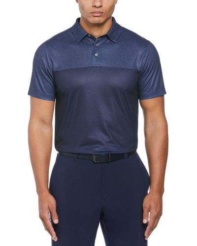 PGA TOUR Airflux Color Block Short Sleeve Golf Polo Shirt - Blue