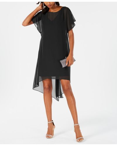 Adrianna Papell Chiffon-overlay A-line Dress - Black