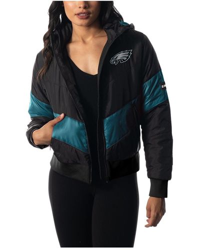 The Wild Collective Philadelphia Eagles Puffer Full-zip Hoodie - Blue