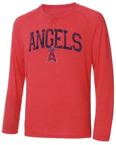 Concepts Sport Los Angeles Angels Inertia Raglan Long Sleeve Henley T-shirt - Red