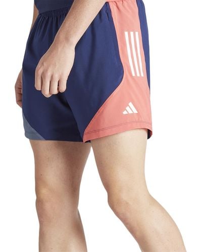 adidas Own The Run Moisture-wicking Drawstring 7" Shorts - Blue