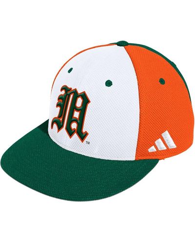 adidas Miami Hurricanes On-field Baseball Fitted Hat - Green