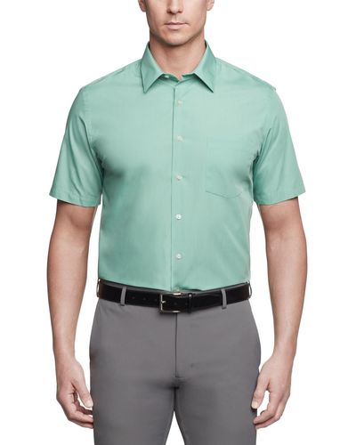 Van Heusen Poplin Solid Short-sleeve Dress Shirt - Green