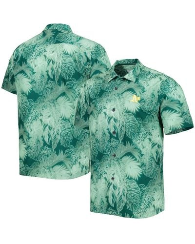 Tommy Bahama Oakland Athletics Bahama Coast Luminescent Fronds Islandzone Button-up Camp Shirt - Green