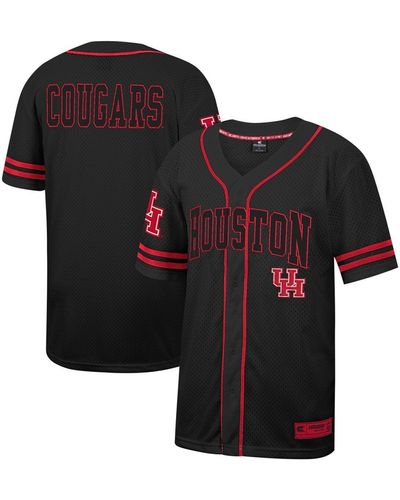 Colosseum Athletics Houston Cougars Free Spirited Mesh Button-up Baseball Jersey - Black