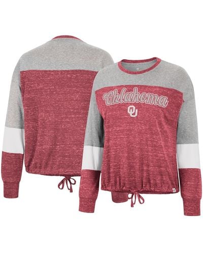 Colosseum Athletics Oklahoma Sooners Joanna Tie Front Long Sleeve T-shirt - Red