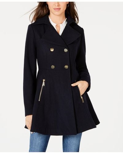 Laundry by Shelli Segal Double-breasted Skirted Peacoat - Blue