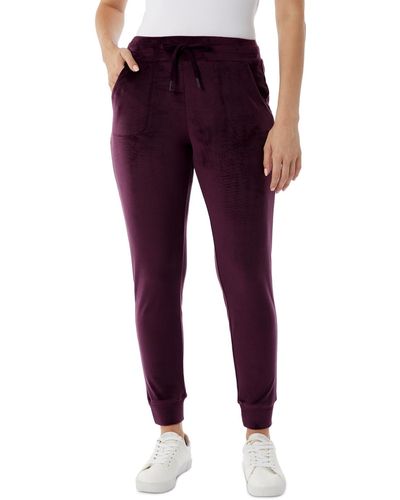32 Degrees Velour Drawstring-waist jogger Pants - Purple
