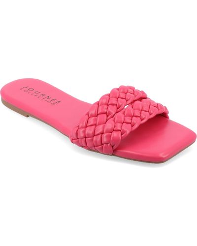 Journee Collection Sawyerr Braided Square Toe Sandals - Pink