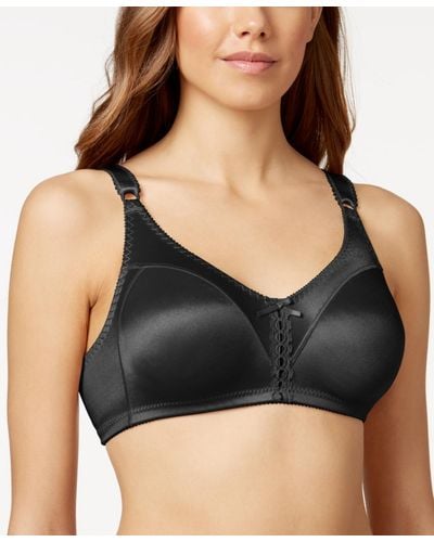 Bali Double Support Tailored Wireless Lace Up Front Bra 3820 - Black