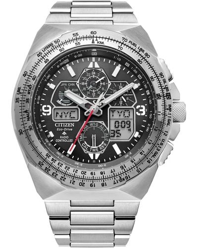 Citizen Eco-drive Chronograph Promaster Skyhawk Stainless Steel Bracelet Watch 46mm - Gray