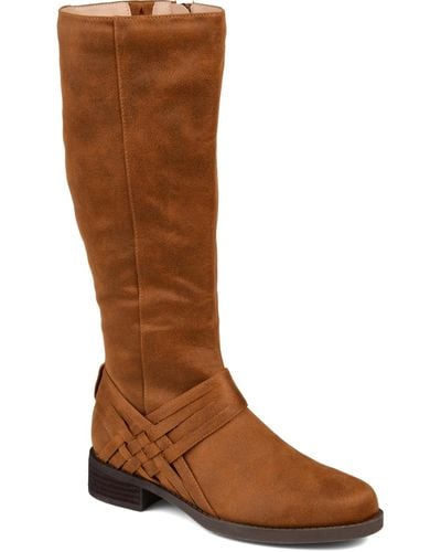 Journee Collection Wide Calf Meg Boots - Brown