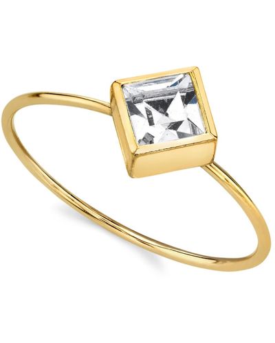 2028 14k Gold-tone Diamond Shaped Crystal Ring - White