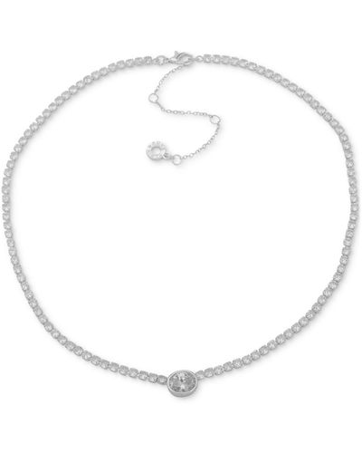 Anne Klein Silver-tone Pendant Necklace - White