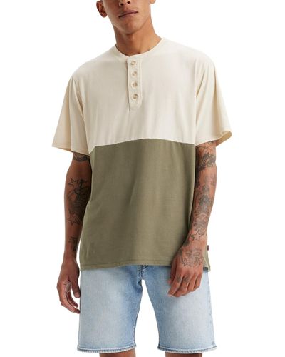 Levi's Relaxed-fit Pieced Colorblocked Henley - Natural