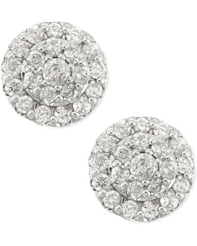 Macy's Diamond Cluster Stud Earrings In 14k White Gold (1/2 Ct. T.w.) - Red