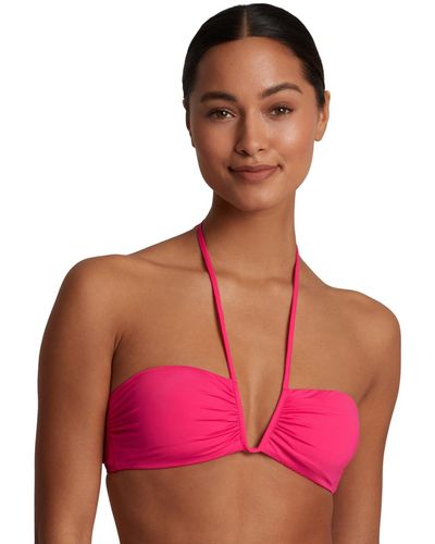 Lauren by Ralph Lauren Shirred V-wire Bandeau Bikini Top - Pink