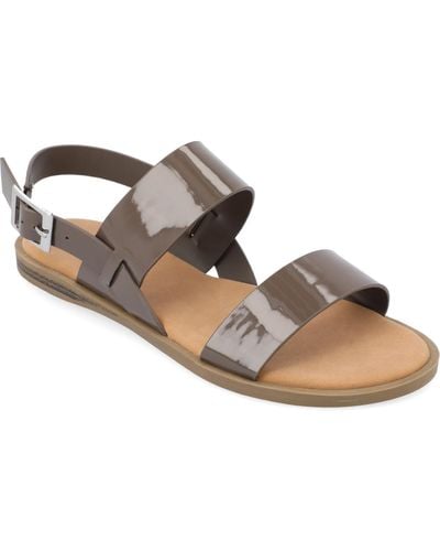 Journee Collection Lavine Double Strap Flat Sandals - Brown