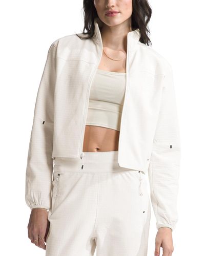 The North Face Tekware Grid-print Full-zip Cropped Jacket - White