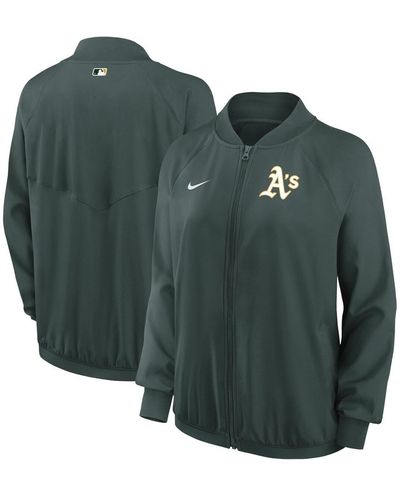 Nike Oakland Athletics Authentic Collection Team Raglan Performance Full-zip Jacket - Green