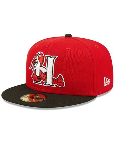 KTZ Red Hickory Crawdads Authentic Collection Team Home 59fifty Fitted Hat