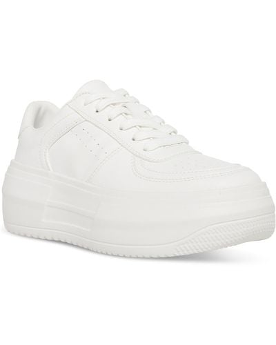 Steve Madden Perrin Leather Athletic Casual And Fashion Sneakers - White
