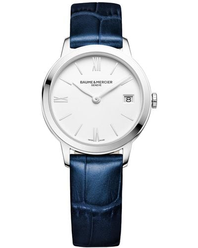 Baume & Mercier Swiss Classima Leather Strap Watch 31mm M0a10353 - Blue