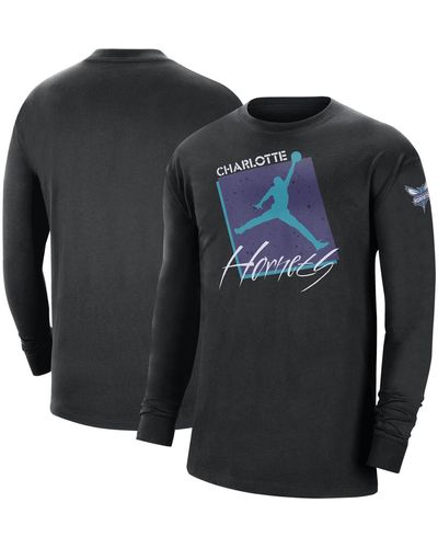 Nike Charlotte Hornets Courtside Max 90 Vintage-like Wash Statement Edition Long Sleeve T-shirt - Black