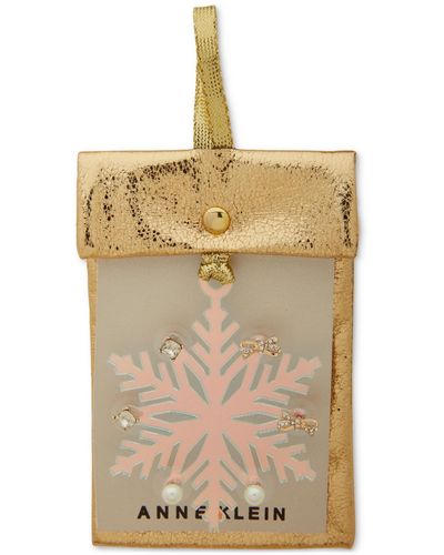 Anne Klein Snowflake Ornament & Gold-tone 3-pc. Earrings Set - Natural