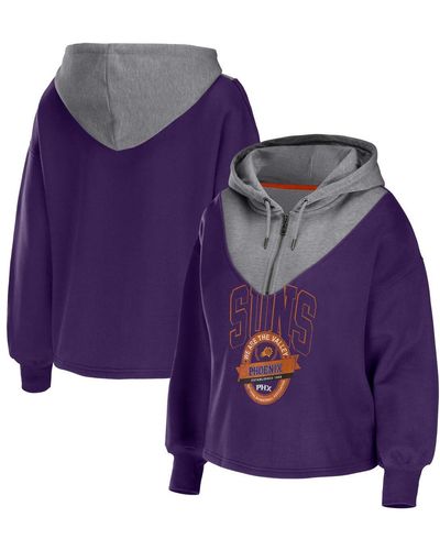 WEAR by Erin Andrews Phoenix Suns Pieced Quarter-zip Hoodie Jacket - Purple