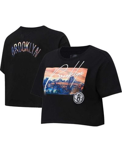 Pro Standard Brooklyn Nets Cityscape Crop Boxy T-shirt - Black