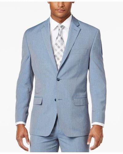 Sean John Men's Classic-fit Light Blue Pinstripe Suit Jacket