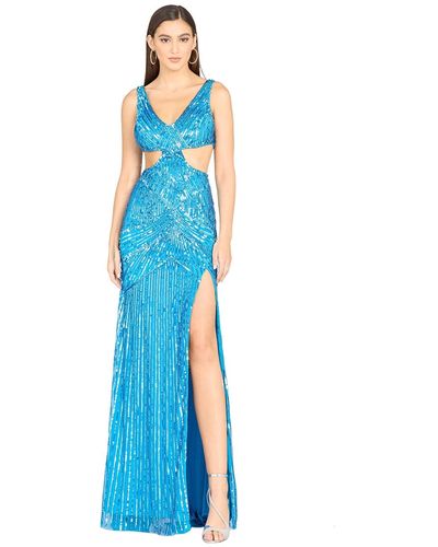 Lara Dahlia Sequin Prom Dress - Blue