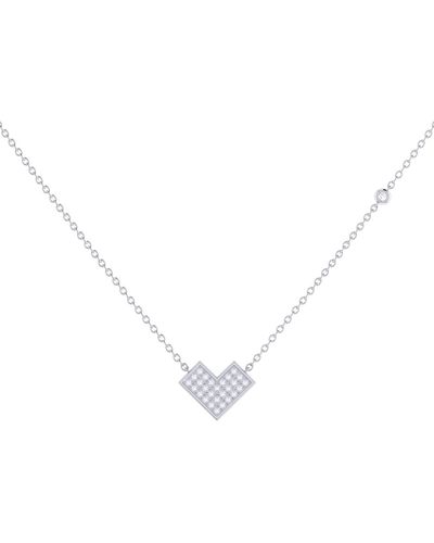LuvMyJewelry One Way Arrow Design Sterling Silver Diamond Necklace - White