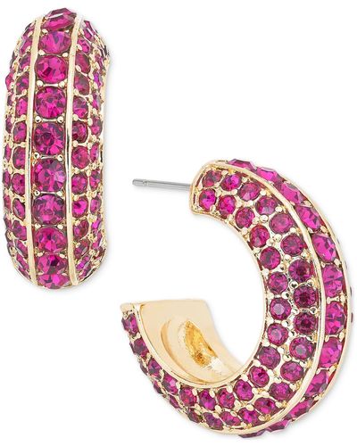 INC International Concepts Crystal Medium Hoop Earrings - Pink