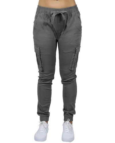 Galaxy By Harvic Loose Fit Cotton Stretch Twill Cargo sweatpants - Gray