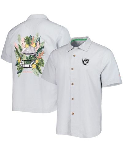 Men's Tommy Bahama Orange Chicago Bears Coast Luminescent Fronds Camp IslandZone Button-Up Shirt