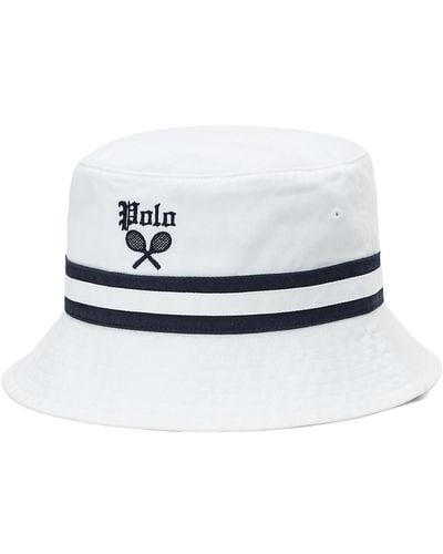Polo Ralph Lauren Striped-band Twill Bucket Hat - White