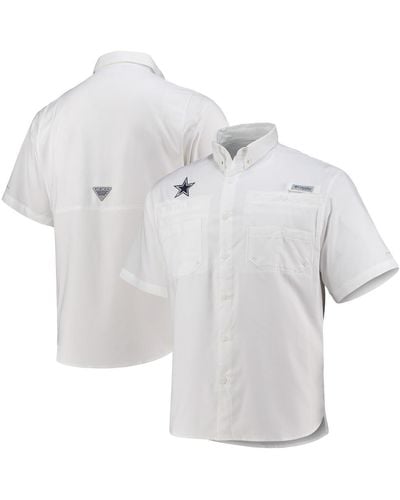 Columbia Pfg Dallas Cowboys Tamiami Omni-shade Button-down Shirt - White