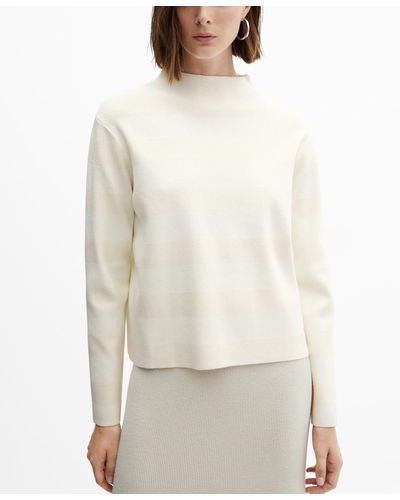 Mango High Collar Sweater - White