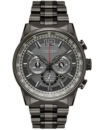 Citizen Men's Eco-drive Chronograph Nighthawk Gray Stainless Steel Bracelet Watch 43mm