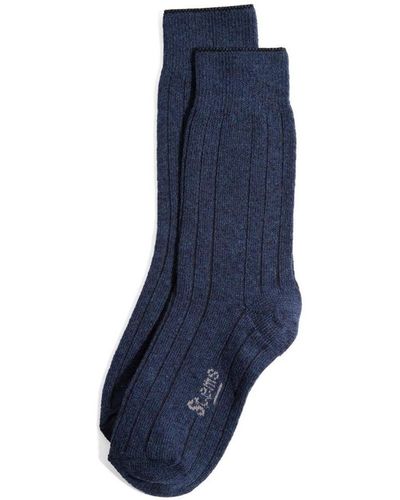 Stems Lux Cashmere Wool Crew Socks - Blue