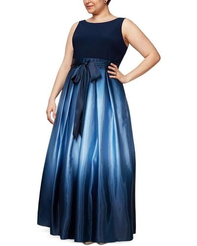 Sl Fashions Plus Size Ombre A-line Gown - Blue
