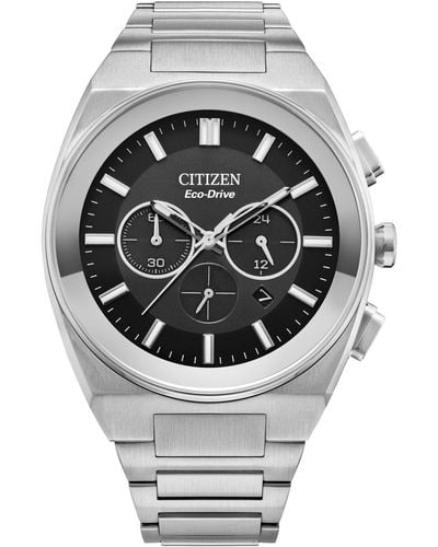 Citizen Eco-drive Chronograph Modern Axiom Stainless Steel Bracelet Watch 43mm - Gray
