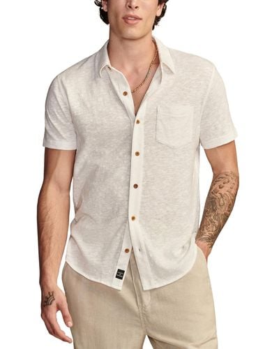 Lucky Brand Linen Short Sleeve Button Down Shirt - White