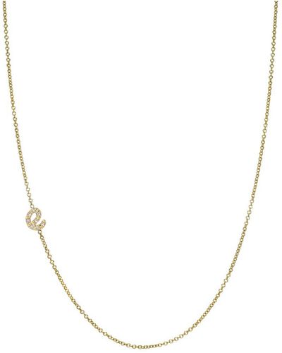 Zoe Lev Diamond Initial Side Pendant Necklace (1/20 Ct. T.w. - Metallic