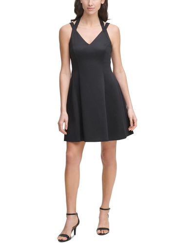 Guess Sleeveless Embossed Scuba Fit & Flare Dress - Black