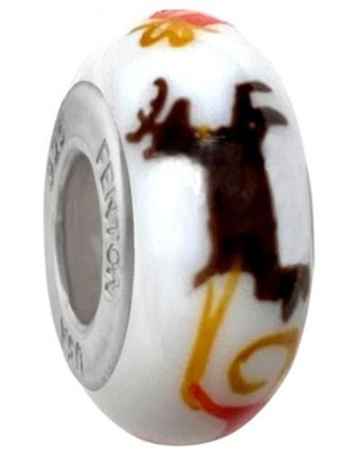 Fenton Glass Jewelry: Up On The Rooftop Glass Charm - White