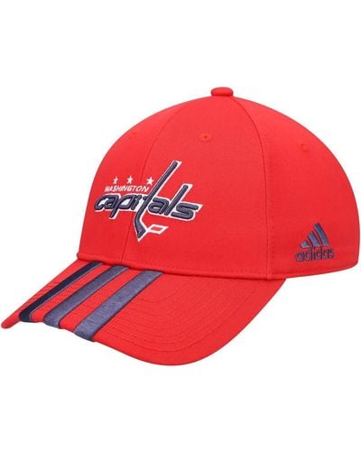 adidas Washington Capitals Locker Room Three Stripe Adjustable Hat - Red